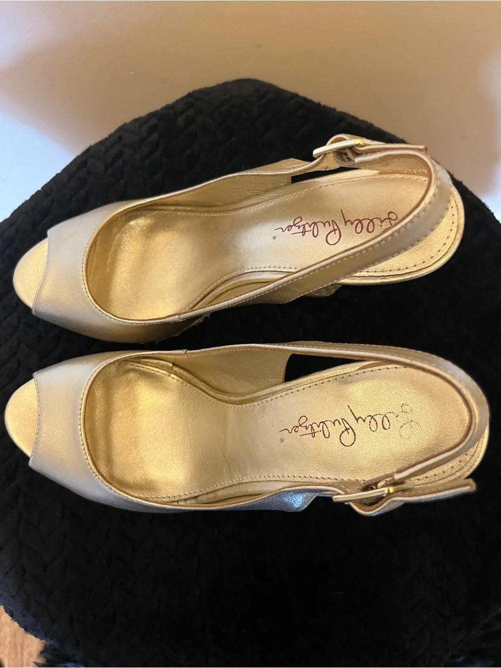 Lilly Pulitzer Metallic Gold Wedge Slingback Sandals